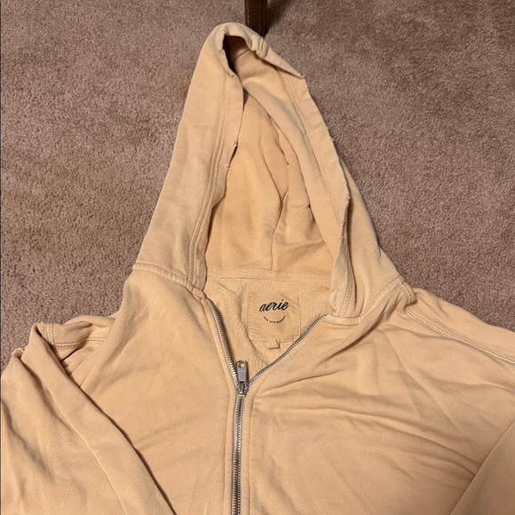 aerie Light Beige Zip-Up Hoodie Sweater - Picture 2 of 2